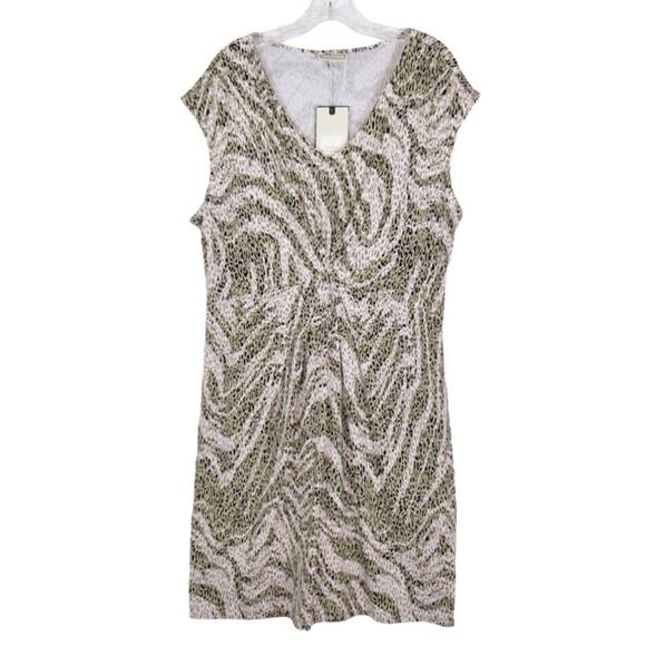 Dana Buchman Dresses & Skirts - DANA BUCHMAN Neutral Leopard Print V-Neck Jersey Knit Shift Dress Women’s XL